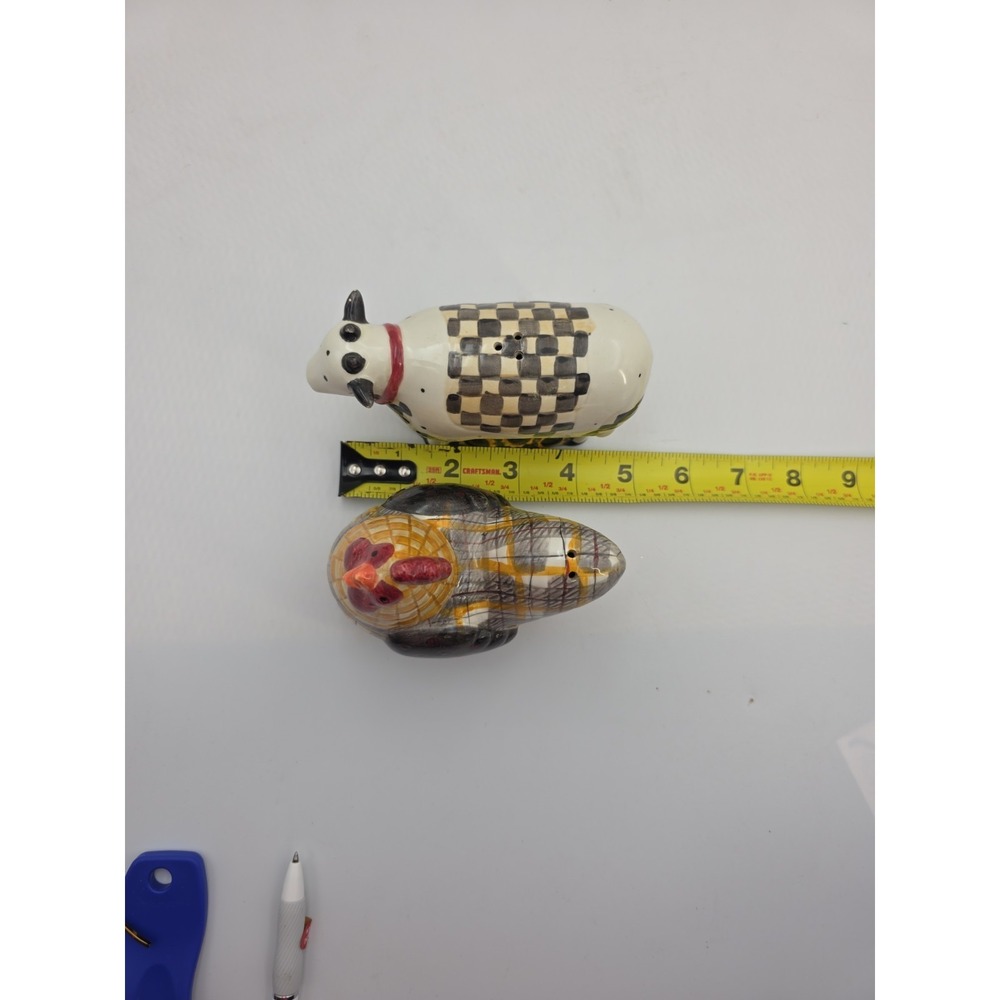 Debbie Mumm Sakura Cow Chicken Salt Pepper Shakers Farm Country Kitchen Set NOTE - Picture 15 of 16